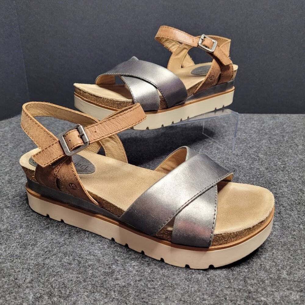 Josef Seibel Silver and Brown Sandals